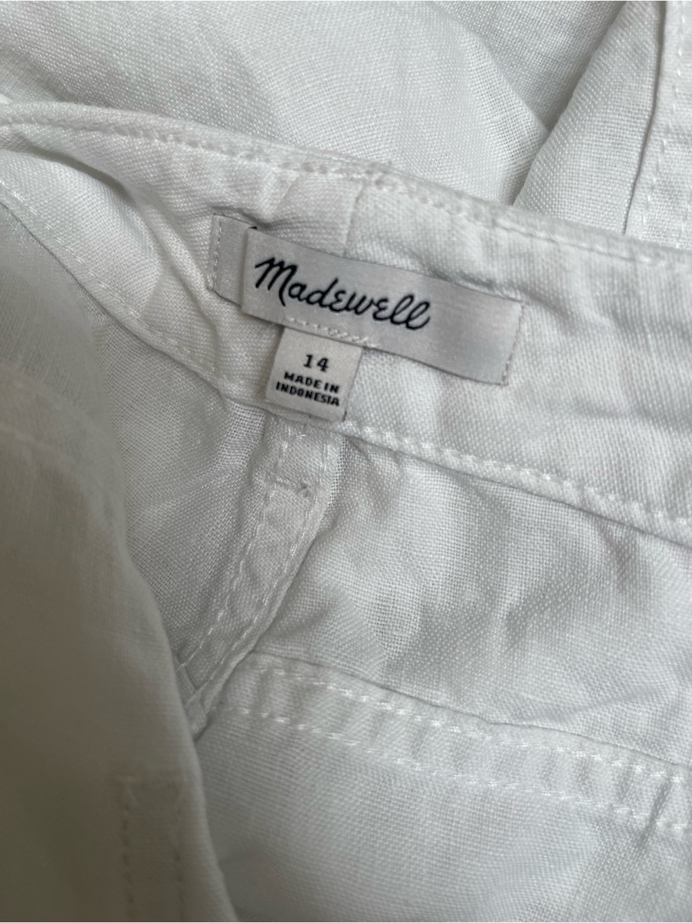 Madewell The Zoe Relaxed Wide Pant in 100% Linen Size 14 in Salt White - Picture 7 of 12